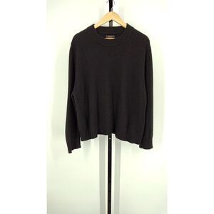 Quince Women Mongolian Cashmere Oversized Crewneck Sweater Black Sleeved Top L